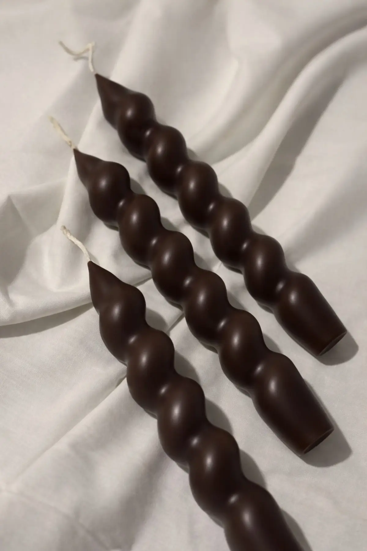 Dekoratif 3’lü Set Kalın Burgu Şamdan Mumu Soyawax Sıcak Kokulu